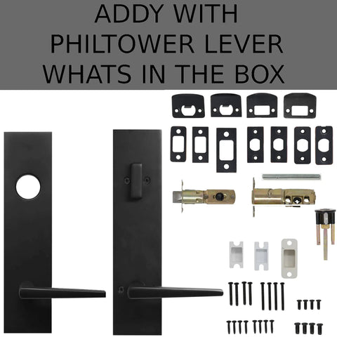 Addy Entry Handle With Philtower Lever For Reversible Left Or Right Hand Doors package contents