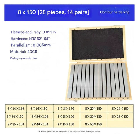 Built Legit 28 Piece Precision Parallel Block Kit For CNC Router And Table Saw Setup Rock Solid Steel Gauge Shims in wooden box.