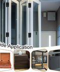 Open white doors with 20 Pack 2 Inch Mini Butt Hinges in Black, Stainless Steel Cabinet Hinges for Wood Boxes and Crafts displayed below.