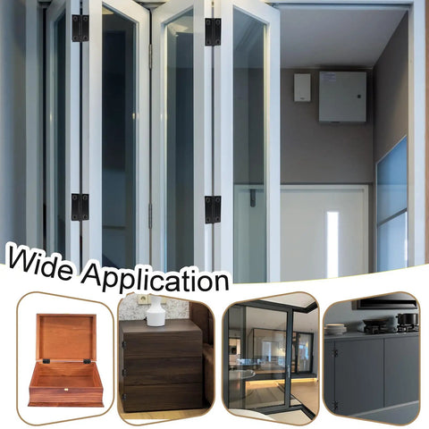 Open white doors with 20 Pack 2 Inch Mini Butt Hinges in Black, Stainless Steel Cabinet Hinges for Wood Boxes and Crafts displayed below.