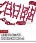 Red RC Car Parts Set For 1/10 Slash 2WD Front And Rear Suspension Arms, Caster Blocks, Steering Blocks, And Rear Stub Axle Carriers