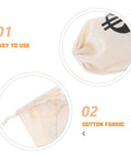 Close-up of Beige Cotton Drawstring Gift Pouches With Money Sign For Cowboy Party Decor And Birthday Party Favors, 10x15cm
