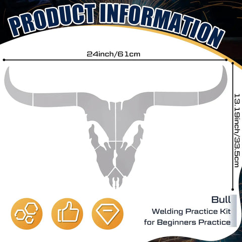 Hands On Welding Practice Kit For Beginners With Pre Cut 201 Carbon Steel Plates To Build A Deer Head Sculpture Ideal For TIG MIG ARC And Stick Welding Training A Great DIY Gift For Welders Enthusiasts schematic diagram and dimensions.