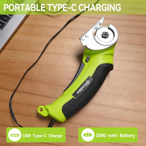 Creddux Cordless Electric Scissors with Type-C charging, 4.2V, designed for cutting cardboard, leather, and plastic.