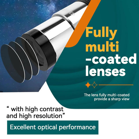 3X Barlow Lens For 1.25 Inch Telescopes With Metal Body Fully Multicoated Eyepiece featuring lens layers and text on optical performance