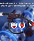 Beefed Up E Bike Motor Extension Cable 70cm 27.5 Inch Waterproof Aluminum Connector 8mm Wire Outdoor Weather Resistant