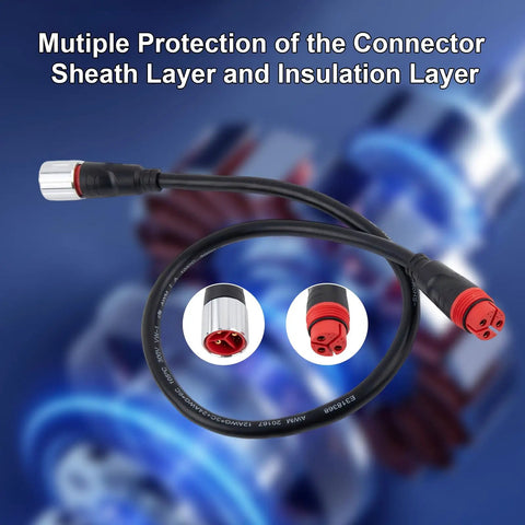 Beefed Up E Bike Motor Extension Cable 70cm 27.5 Inch Waterproof Aluminum Connector 8mm Wire Outdoor Weather Resistant