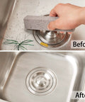 48 Pack Pumice Sticks For Cleaning Tiles And Surfaces Quickly Remove Hard Water Rings Rust Lime Scale Stains And Grime Without Scratches From Kitchen Oven Stove Bathroom Toilet Pool Spa And Outdoor Cleaning, sink before-after