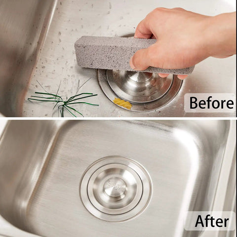 48 Pack Pumice Sticks For Cleaning Tiles And Surfaces Quickly Remove Hard Water Rings Rust Lime Scale Stains And Grime Without Scratches From Kitchen Oven Stove Bathroom Toilet Pool Spa And Outdoor Cleaning, sink before-after