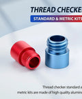 Super Cool 14 Piece Thread Gauge Kit Check Inch And Metric Bolt Nut Sizes Fast With Aluminum Checker Tool For Your Car Or Bike Repair Projects Inside Neat Storage Box, red and blue aluminum thread checker