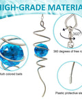 Eye-Catching Gazing Ball Spiral Tail Wind Spinner Crystal Orb With Swivel Hook Sun Catcher Rainbow Maker Hanging Decor For Yard And Garden Rotating Art Ornaments Great Gifts 13-Inch Height, blue crystal orb with stainless steel spiral tail