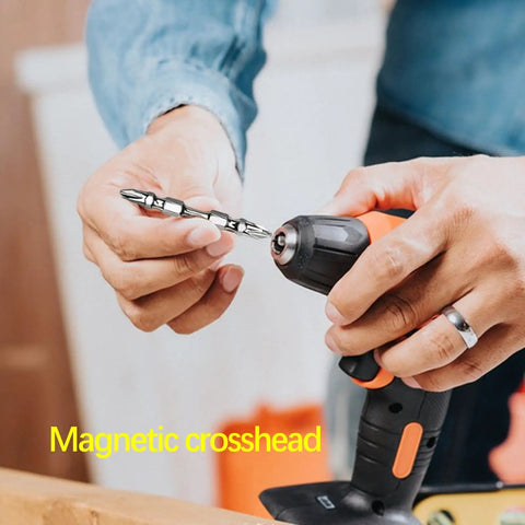 Heavy Duty 10 Piece Drill Bits Set Made Of High Carbon Steel With Magnetic Holder For Tough Drilling Tasks On Wood Metal And Plastic To Help You Get Job Done Fast. magnetic crosshead drill bit in hand
