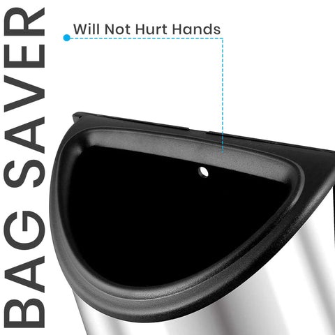 Top view of Wall Mounted Stainless Steel Grocery Bag Holder And Dispenser For Kitchen And Pantry with ergonomic opening