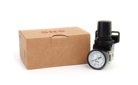 Adjustable Air Pressure Regulator 1 by 8 NPT Female Thread With Gauge and Bracket 0 to 150 PSI Built Tough Aluminum Alloy Body 550 LPM Flow Easy Rotary Knob Operation, packaged