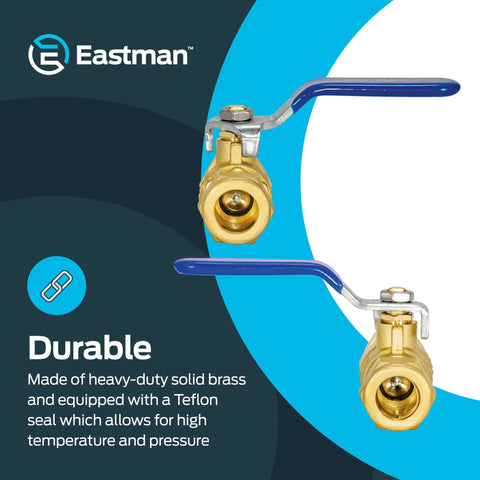 Eastman 1/2 in compression heavy-duty full-port brass ball valve plumbing fittings (2) with blue handles