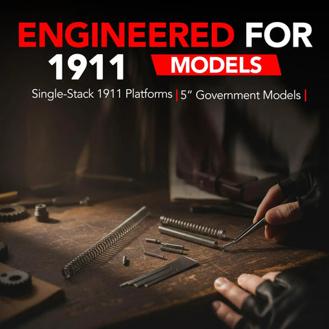 Stainless Steel Spring and Pin Replacement Kit For 1911 Style Platforms, Precise Alignment and Tension Control parts on table