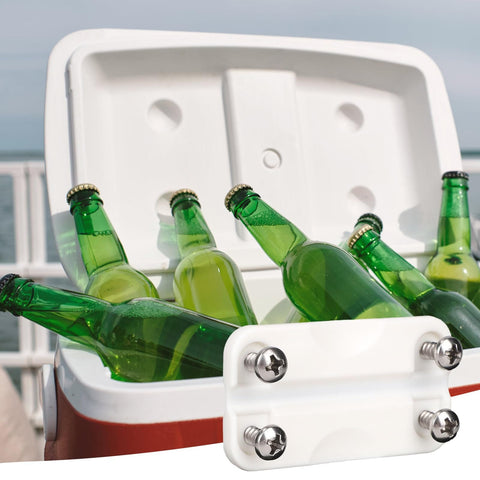 Four Pack Plastic Cooler Hinges For Igloo 50 To 165 Quart Coolers With Sixteen Screws Replacement Parts For Camping And Outdoor Ice Chests Durable Easy To Install To Restore A Leaking Lid And Extend Cooler Life
