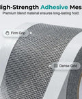 Close-up of Heavy Duty Window and Door Screen Repair Patch Kit with self adhesive fiberglass mesh tape roll