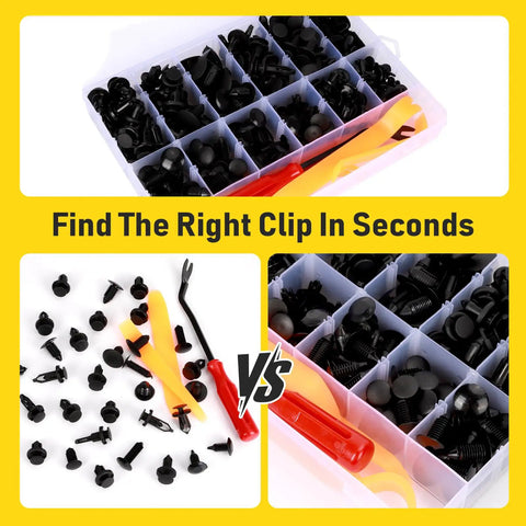 260 Piece Car Bumper Retainer Clips Kit With Plastic Rivets And Push Fasteners, 12 Popular Sizes for repairs