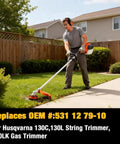 Man using trimmer with Replacement Carburetor 531127910 For Husqvarna 130C 130L 330LK Trimmers With Straight Shaft Kit