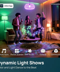 Matter Smart Light Bulbs Dual Band WiFi 6 2.4GHz And 5GHz, Lightning Fast Response, Compatible With Alexa Apple HomeKit Google Home And More, Easy Setup For Smarter Rooms And Cozy Ambience. App-controlled RGB bulb in living room