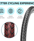 Close-up of tread pattern on Two Pack 700x35C Foldable Road Bike Tires With Inner Tubes, Repair Kit, Rim Strips And Tire Levers, black