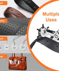 Heavy Duty Revolving Punch Plier Kit With Five Replaceable Bases And Six Punch Heads for leather belts, bags, and cards