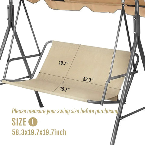 Beige 2/3 Seater Swing Seat Cover Replacement Made From 600D Oxford Waterproof Fabric For Outdoor Garden, 58.3x19.7x19.7 inches
