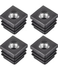 4 Pieces M8 Threaded Tube Inserts For 0.79 By 0.79 Inch Square Tubes Black Plastic End Caps Chair Leg Plugs For Furniture Feet