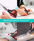 Two Pack 7.5 Inch All Purpose Scissors For Office And Home Use cutting paper, fabric, plants, and bubble wrap with soft grip handles.
