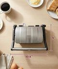 Elite Gourmet EPN-2976 2-in-1 Panini Press & Indoor Grill Made From Durable Stainless Steel, top view showing dimensions and design.