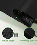Close-up of Stock Market Day Trader Mouse Pad With Chart Patterns Cheat Sheet Extra Large Desk Mat 31.5 By 11.8 Inches with non-slip rubber and stitched edges.