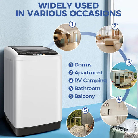 20 Lb Compact Washer And Spin Dryer Combo For Apartments With Sturdy Slow Close Glass Lid suitable for dorms, RVs, and balconies.