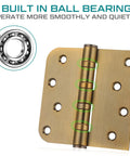 Heavy Duty 4X4 Ball Bearing Exterior Door Hinges 3 Pack Smooth Swinging Premium Hardware Kit showing ball bearings for smooth operation.