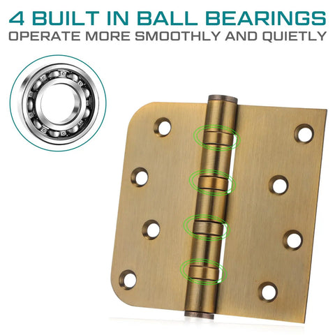 Heavy Duty 4X4 Ball Bearing Exterior Door Hinges 3 Pack Smooth Swinging Premium Hardware Kit showing ball bearings for smooth operation.