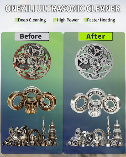 Heavy Duty 30L Ultrasonic Cleaner 600W Industrial Parts Washer With Sweep Mode And Degas Function Washes Away Stubborn Grime Like Butter For Auto Shops No Sweat Deep Clean Setup before and after cleaning parts.