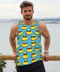 Quick Dry Men's Tank Top With Cool Duck Sunglasses Print Sleeveless Muscle Tee For Running And Workouts