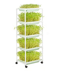 Vertical Hydroponic Garden Tower With Wheels And Metal Shelf All In One Sprouts Growing Kit For Patio And Backyard Kitchen Easy Setup