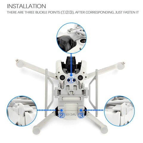 Installation of Extended Foldable Landing Gear Kit For Mini 3 And Mini 3 Pro Drones Boost Ground Clearance By 21mm