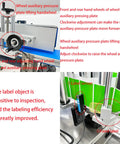 Smooth Operator High Speed Automatic Round Bottle Labeling Machine Desktop Conveyor Label Applicator For Wine Cans Cosmetics 110V components including wheel hand wheels and label sensor.