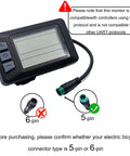 Electric Bicycle LCD Dashboard Panel For Scooters 24V 36V 48V 60V 5 Pin Connector With Mileage And Run Time Display