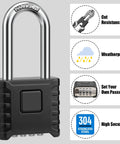 Two Pack Beefy 2.3 Inch Shackle Combination Padlocks With One Touch Unlocking Heavy Duty Outdoor Padlock Hidden Password Design For Locker Gym Garden Fences Garage Black