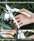 Person using All Purpose Pruning Shears Set With Stainless Steel Blades, Boss Grade Sharp rustproof garden clippers in garden