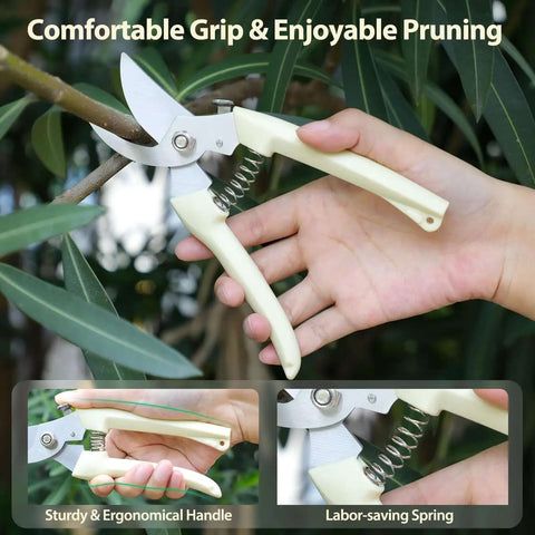 Person using All Purpose Pruning Shears Set With Stainless Steel Blades, Boss Grade Sharp rustproof garden clippers in garden