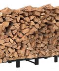 Beefy Heavy Duty Firewood Rack Eight Foot Outdoor Storage Stand For Indoor Fireplace Wood Holder with logs loaded