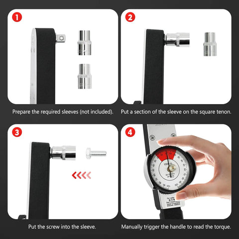 Assembly instructions for Dial Indicator Torque Wrench With One Half Inch Drive 0-100 Nm Range High Precision Torque Meter 3 Percent Accuracy