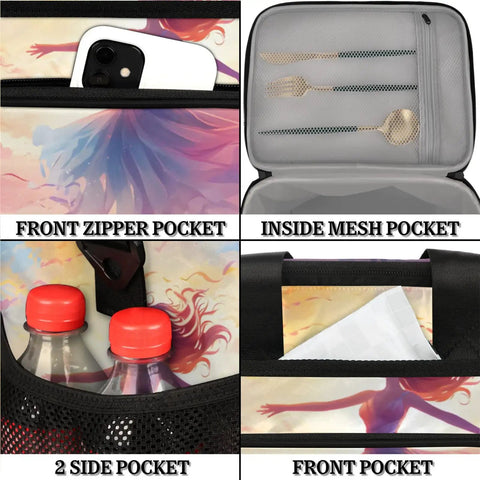 Insulated Picnic Backpack For Women And Men With Large Lunch Box showing multiple pockets for organization and easy carrying.