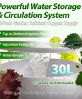 Powerful water storage system of Dope Vertical Hydroponic Growing Tower Kit With Nine Layers And Thirty Six Plant Spots For Indoor And Outdoor Gardens Space Saving Five Point Two Five Foot Tall Garden Tower For Fruits Veggies And Melons, featuring 30L tank and irrigation details.