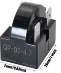 4.7 Ohm PTC Starter Relay 3 Pin Replacement For Mini Fridges And Wine Coolers Plug And Play Fits QP2 4R7 Overload Protector