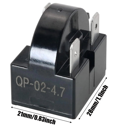 4.7 Ohm PTC Starter Relay 3 Pin Replacement For Mini Fridges And Wine Coolers Plug And Play Fits QP2 4R7 Overload Protector